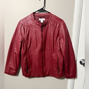 Christopher & Banks Women's Cherry Leather Jacket
